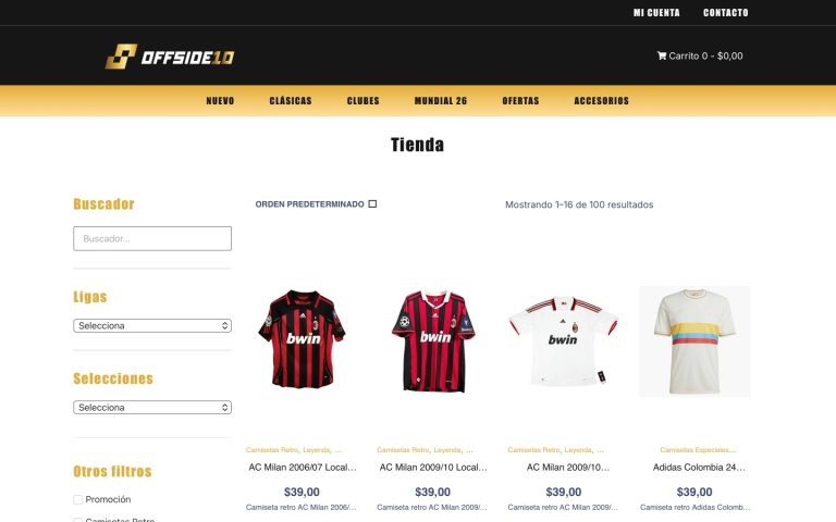 OffSide10 - Tienda con filtros